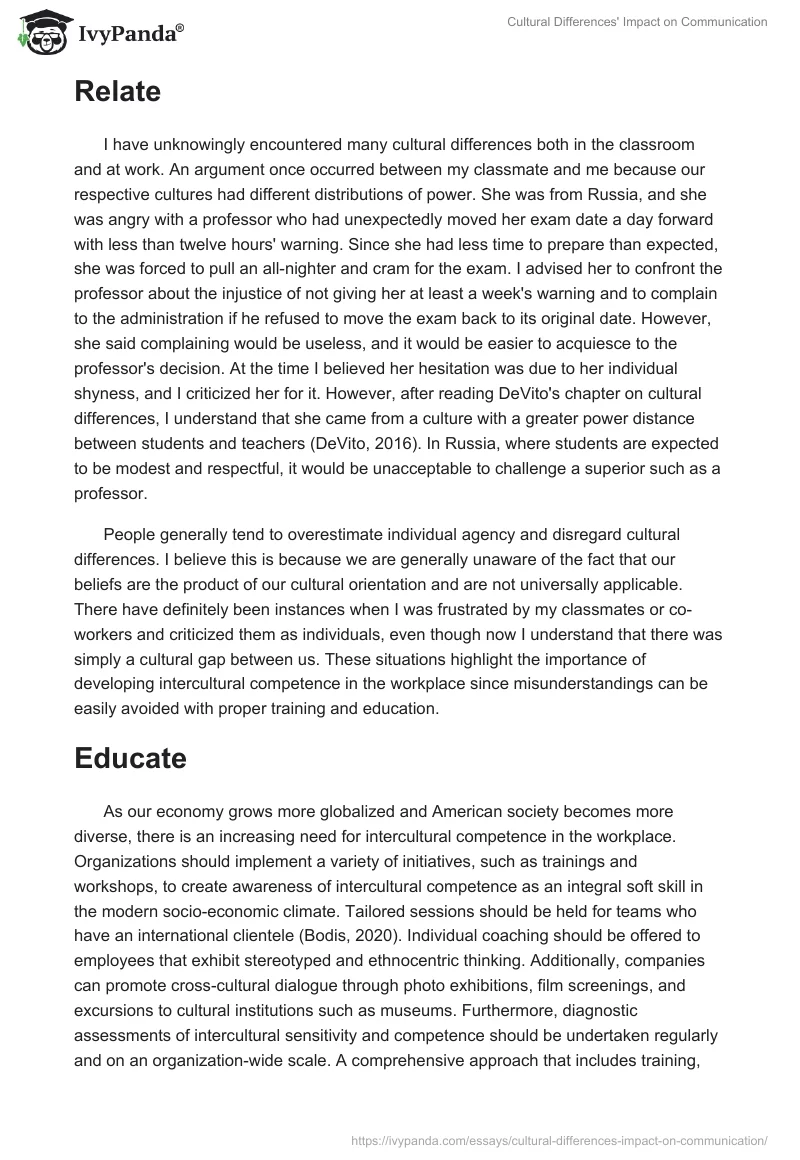 Cultural Differences' Impact on Communication. Page 2