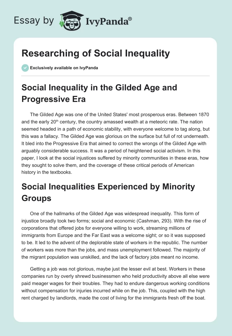 Researching of Social Inequality. Page 1