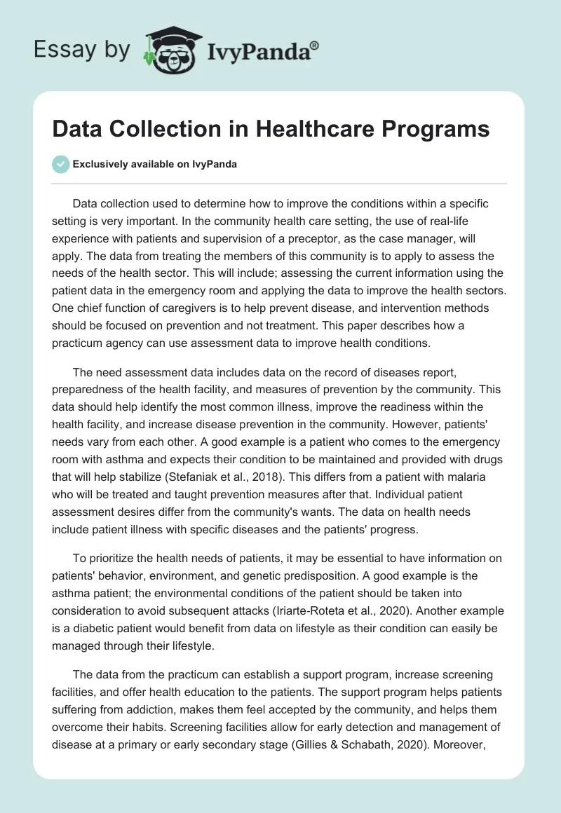 Data Collection in Healthcare Programs. Page 1