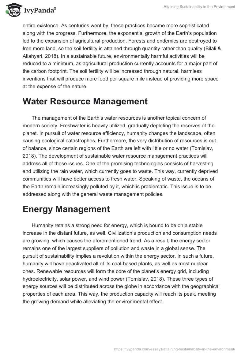 Attaining Sustainability in the Environment. Page 2