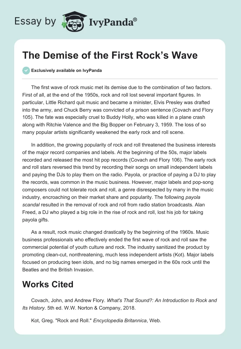 The Demise of the First Rock’s Wave. Page 1