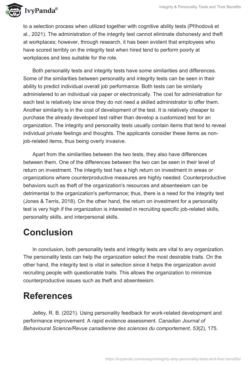 Integrity & Personality Tests and Their Benefits. Page 2