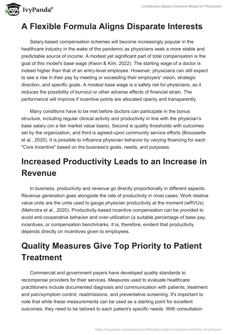 Contribution-Based Incentive Model for Physicians. Page 2