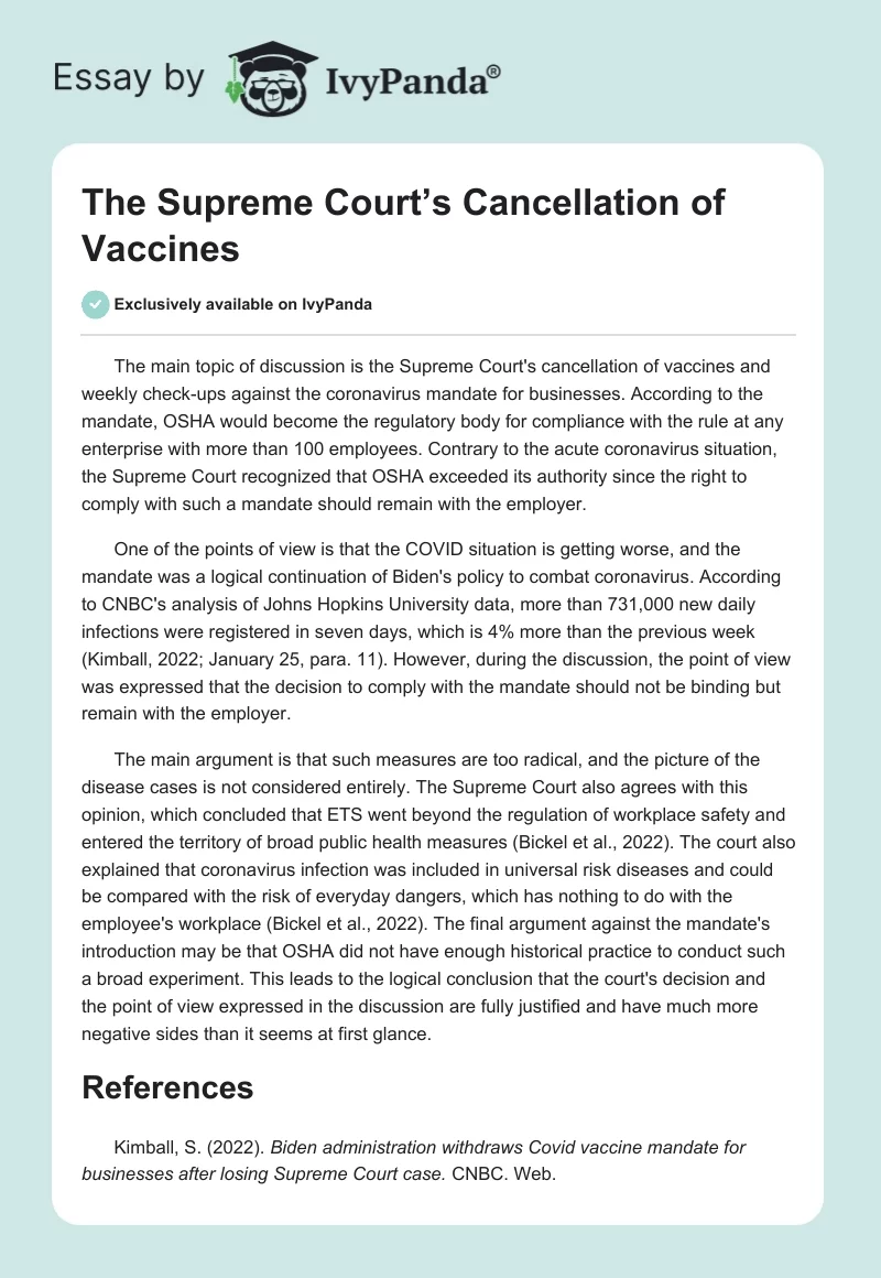 The Supreme Court’s Cancellation of Vaccines. Page 1