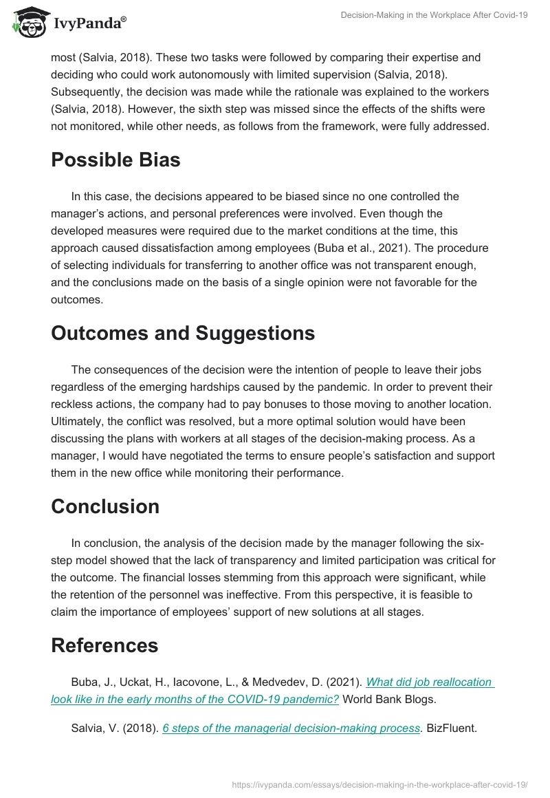 Decision-Making in the Workplace After Covid-19. Page 2