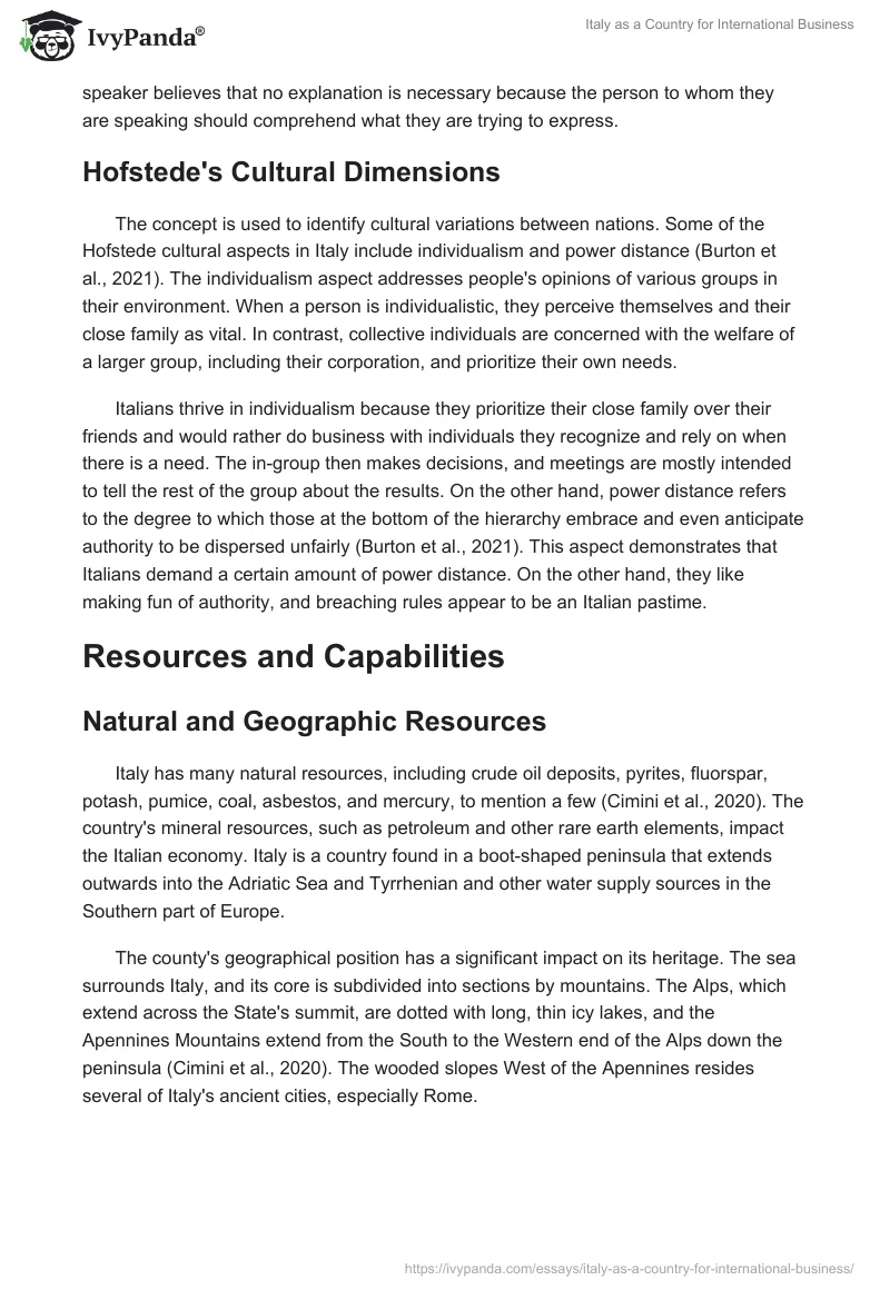 Italy as a Country for International Business. Page 3