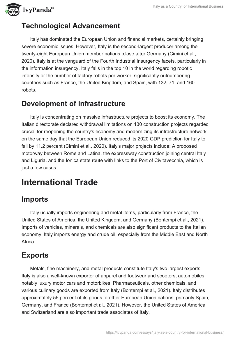 Italy as a Country for International Business. Page 4