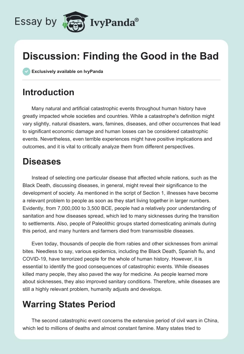 Discussion: Finding the Good in the Bad. Page 1