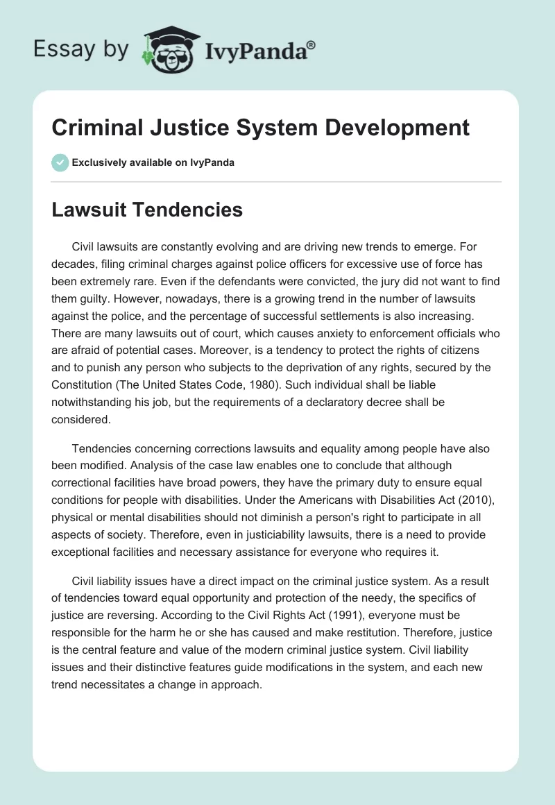 Criminal Justice System Development. Page 1