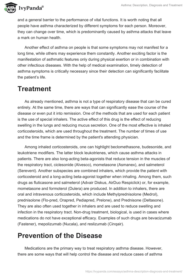 Asthma: Description, Diagnosis and Treatment. Page 4