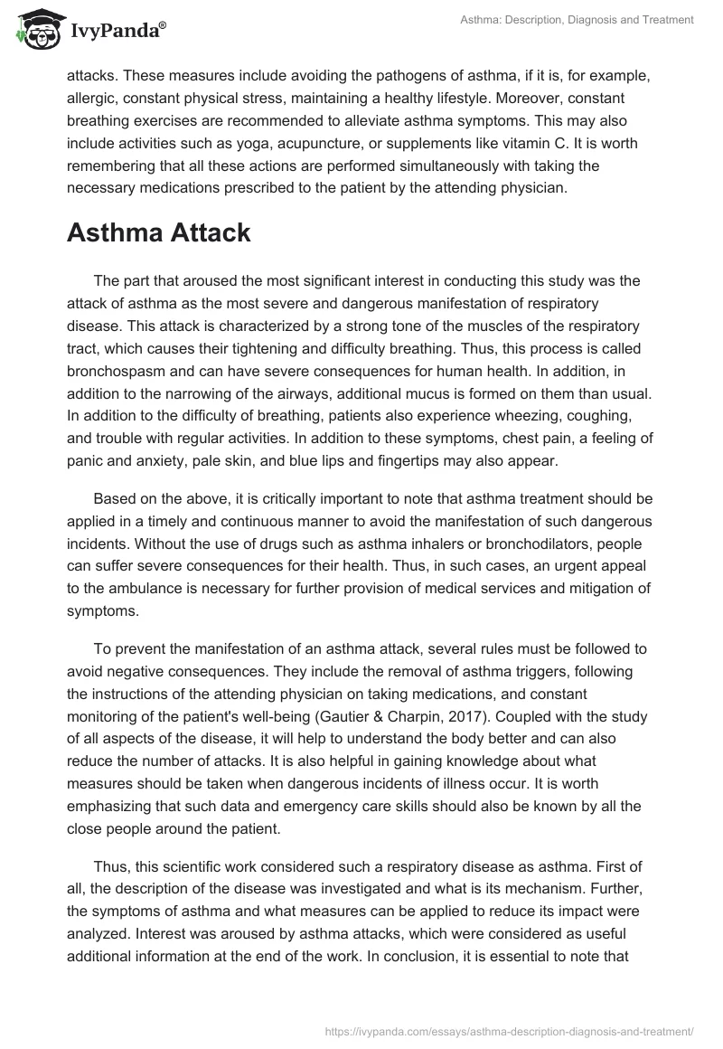Asthma: Description, Diagnosis and Treatment. Page 5