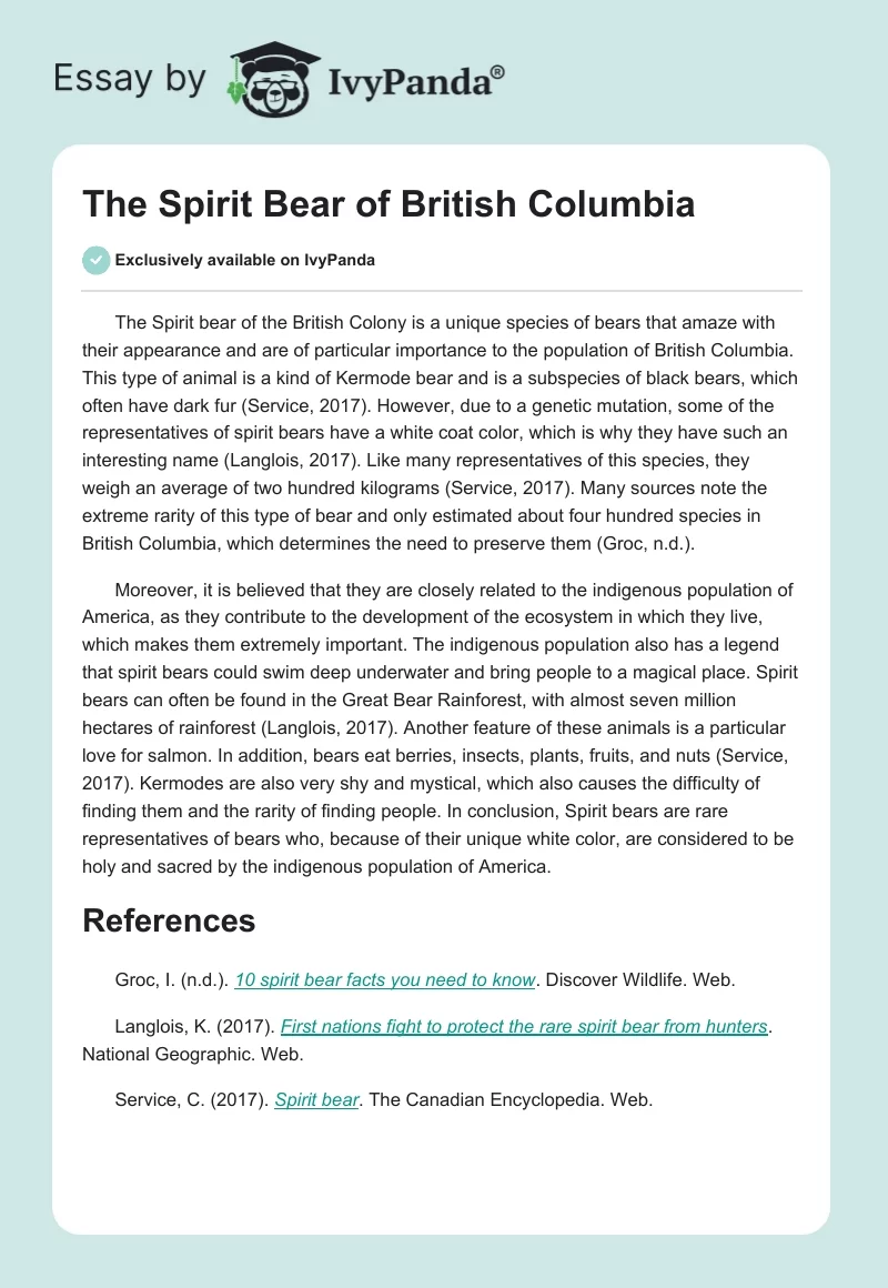 The Spirit Bear of British Columbia. Page 1