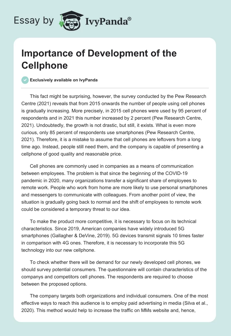 Importance of Development of the Cellphone. Page 1