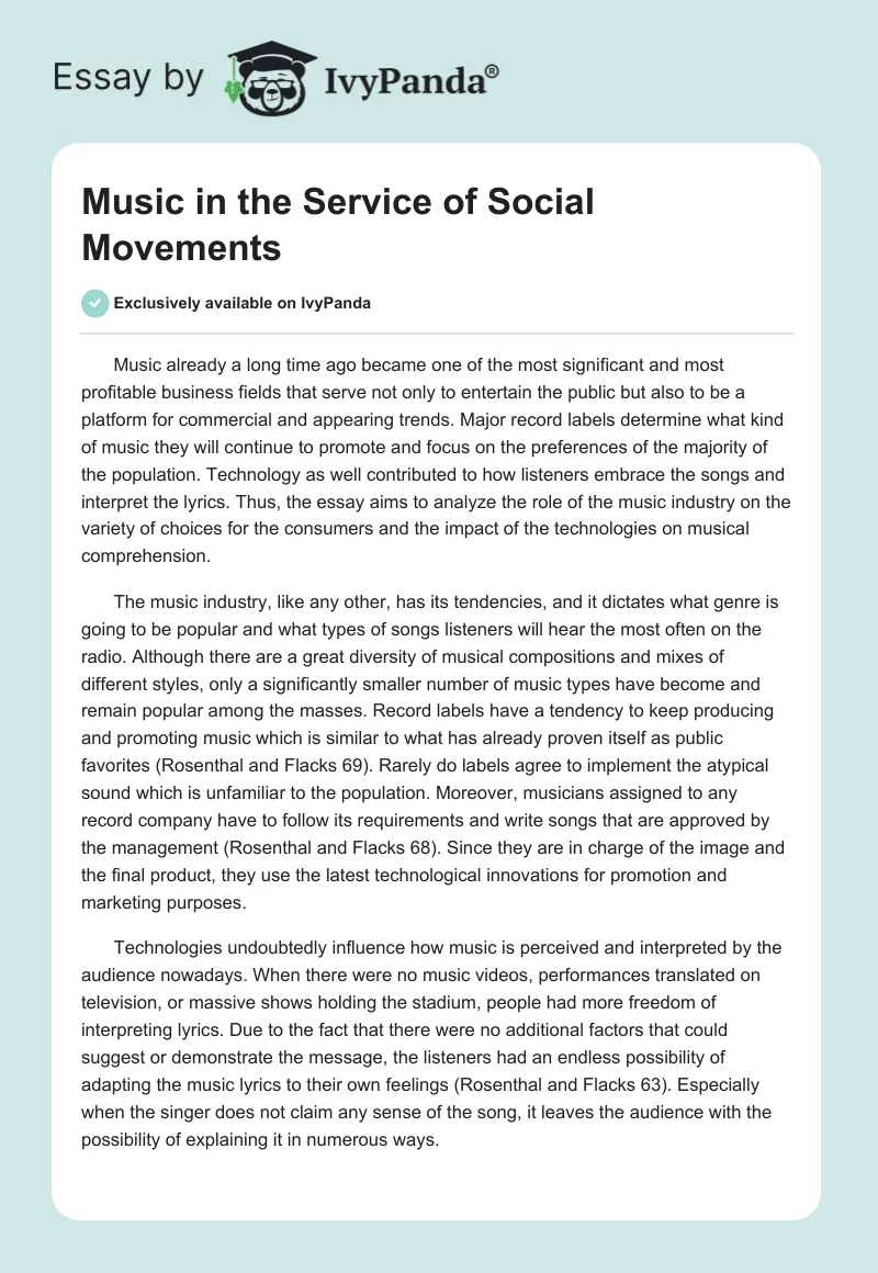 Music in the Service of Social Movements. Page 1