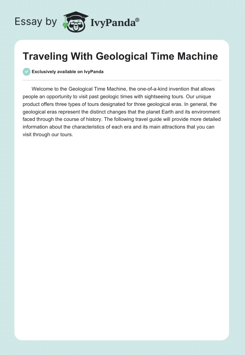 Traveling With Geological Time Machine. Page 1