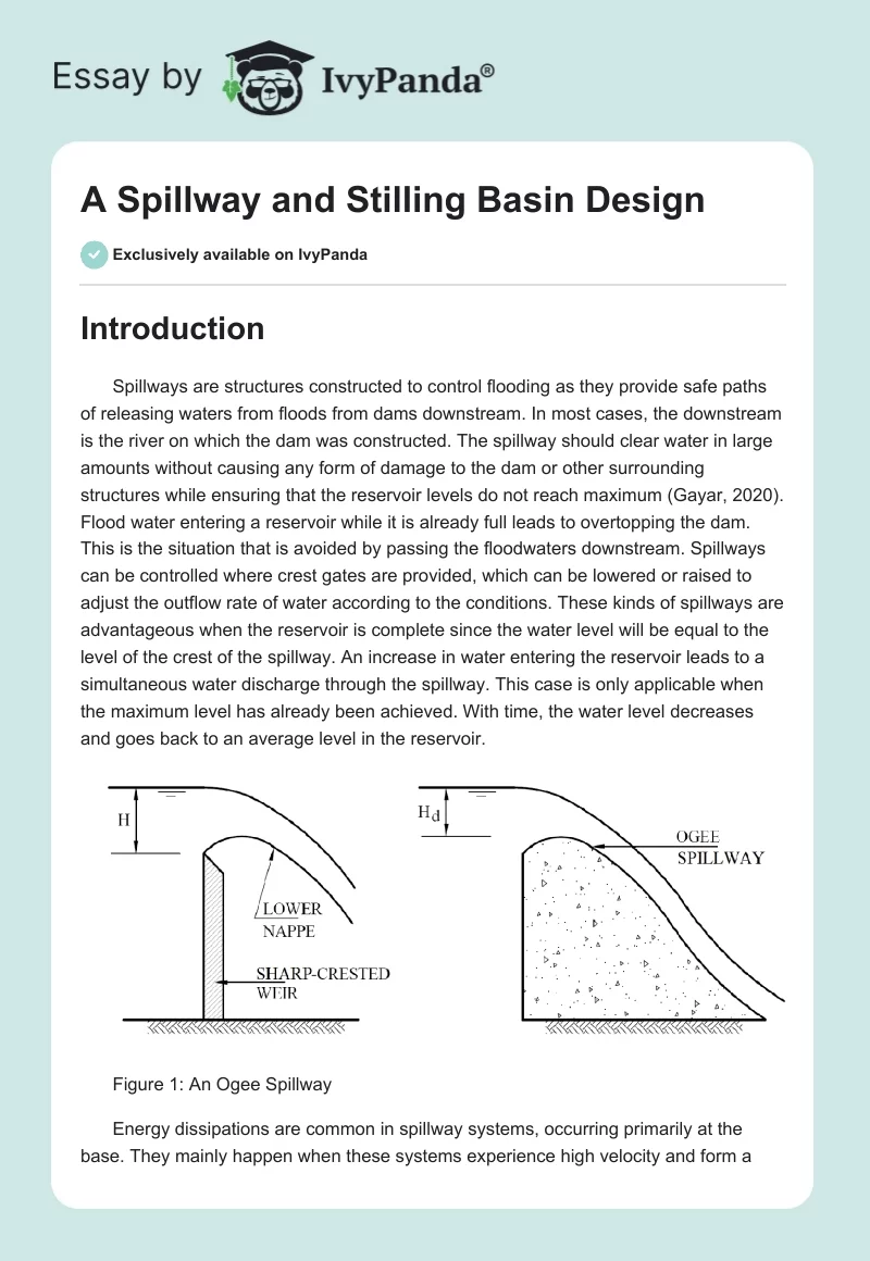A Spillway and Stilling Basin Design. Page 1
