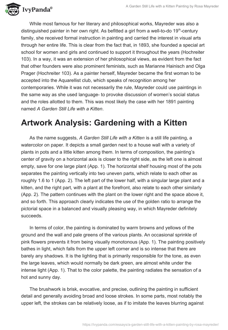 "A Garden Still Life with a Kitten" Painting by Rosa Mayreder. Page 2