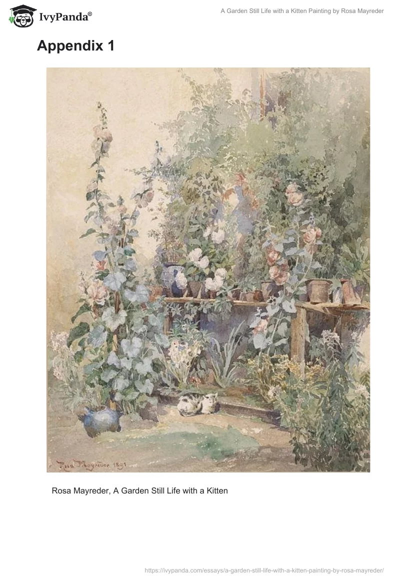 "A Garden Still Life with a Kitten" Painting by Rosa Mayreder. Page 5