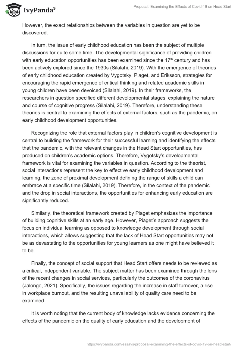 Proposal: Examining the Effects of Covid-19 on Head Start. Page 2