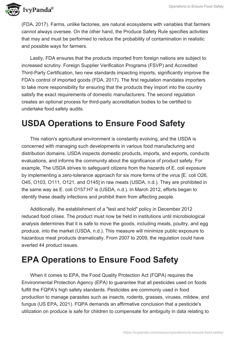 Operations to Ensure Food Safety. Page 2