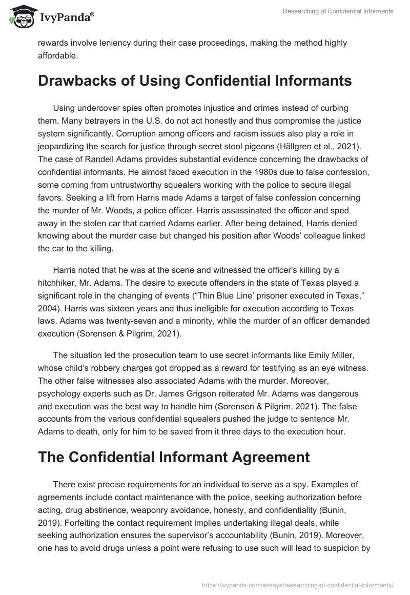 Researching of Confidential Informants. Page 2