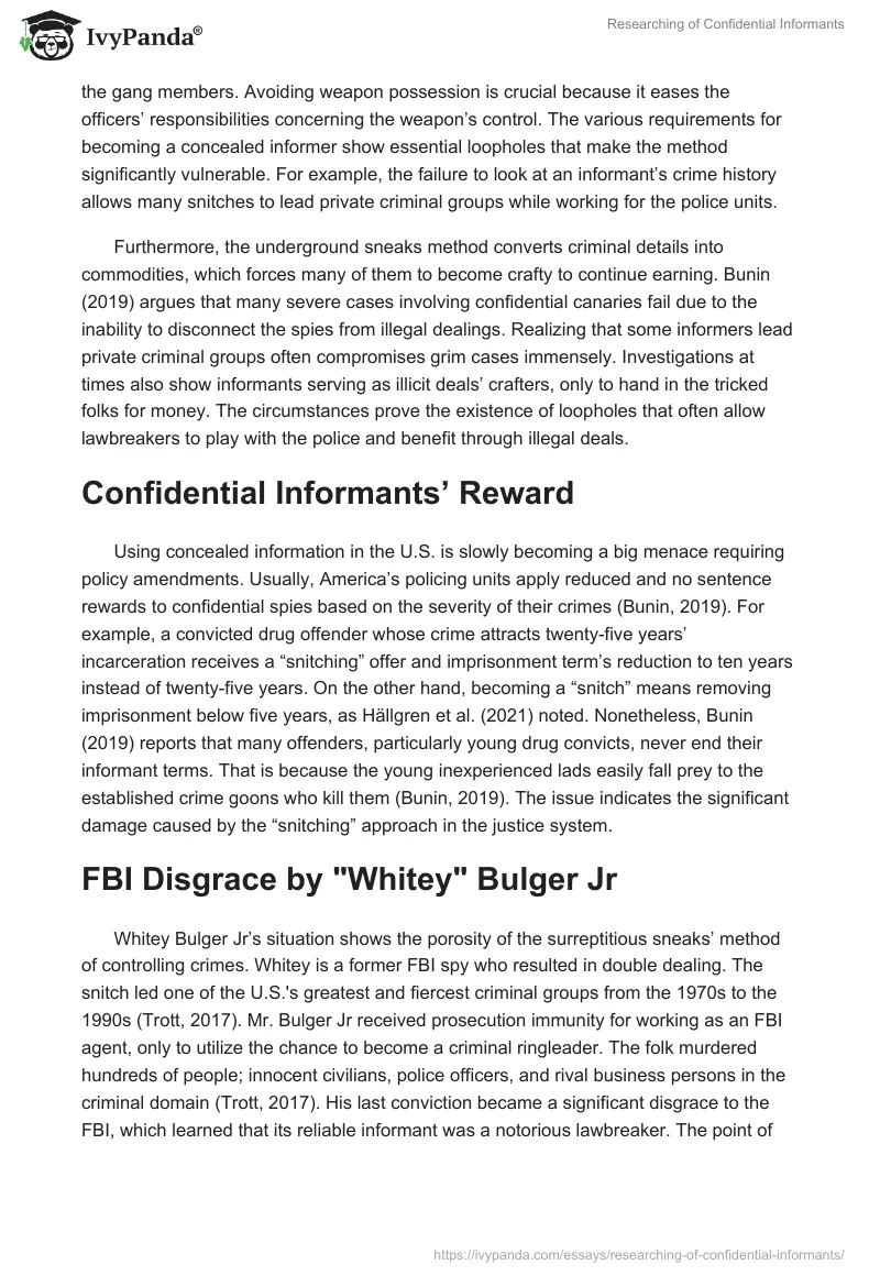 Researching of Confidential Informants. Page 3
