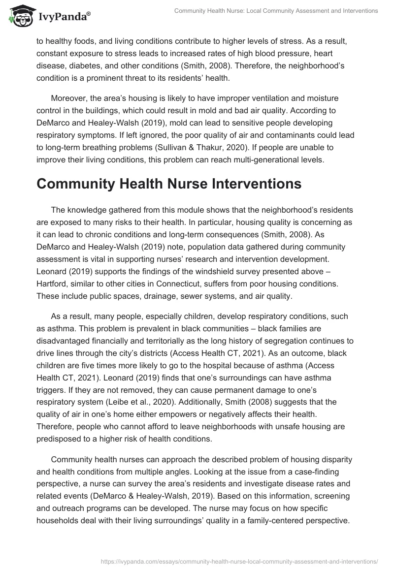 Community Health Nurse: Local Community Assessment and Interventions. Page 2