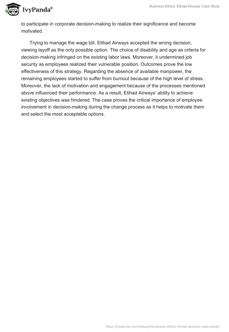 Business Ethics: Etihad Airways Case Study. Page 2