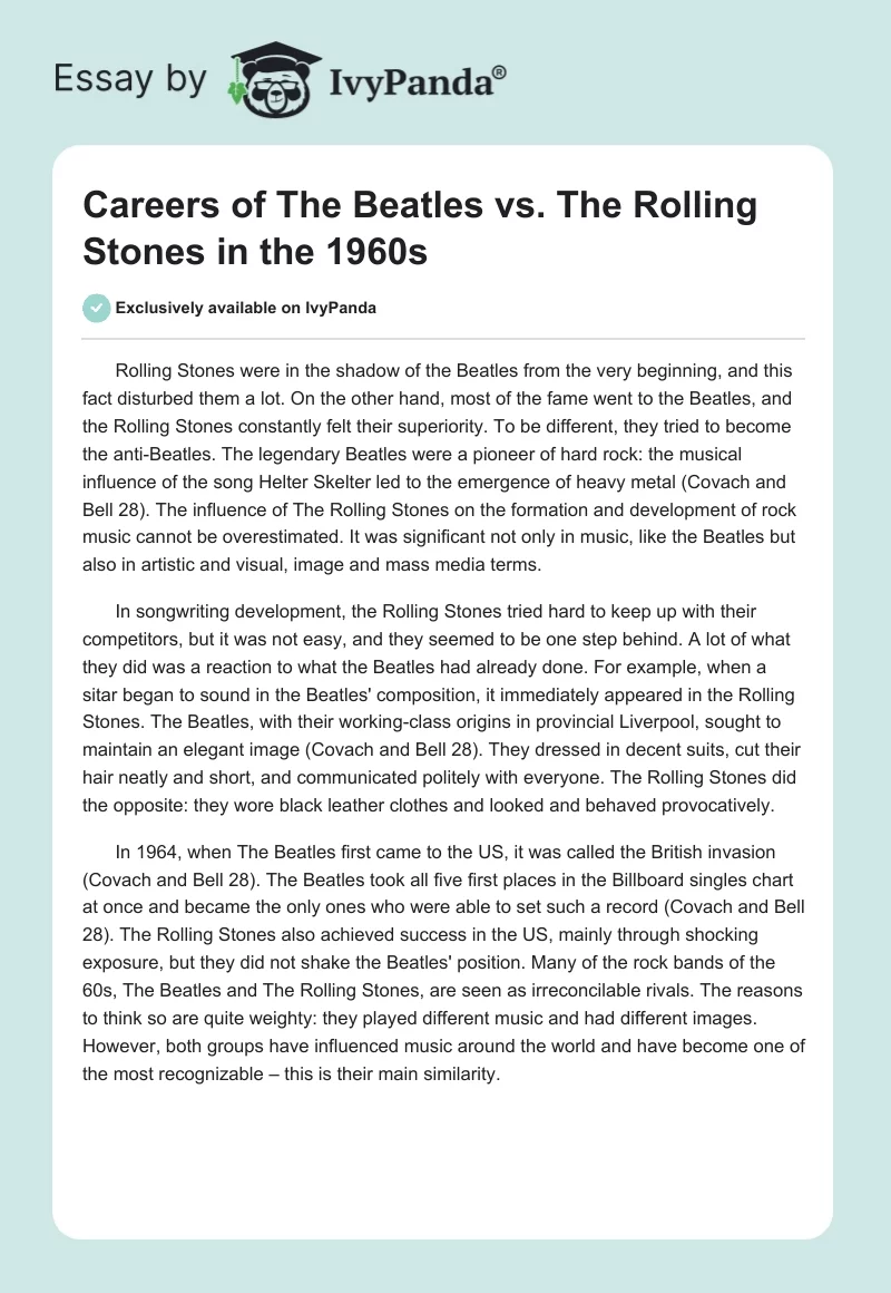 Careers of The Beatles vs. The Rolling Stones in the 1960s. Page 1