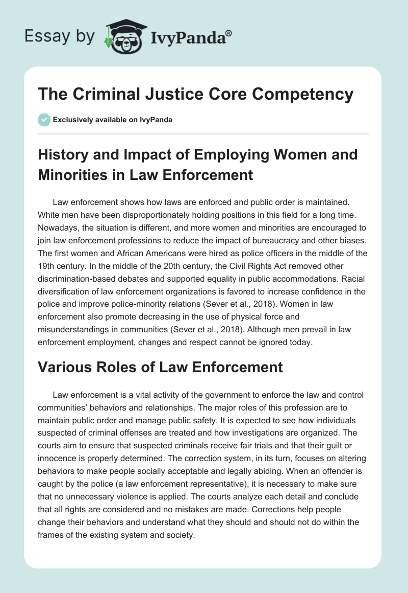 The Criminal Justice Core Competency. Page 1