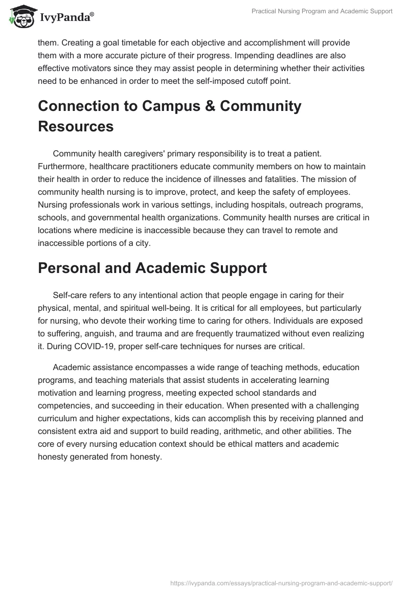 Practical Nursing Program and Academic Support. Page 2