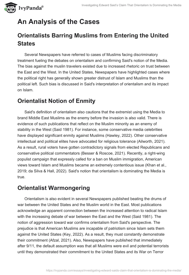 Investigating Edward Said’s Claim That Orientalism Is Dominating the Media. Page 2