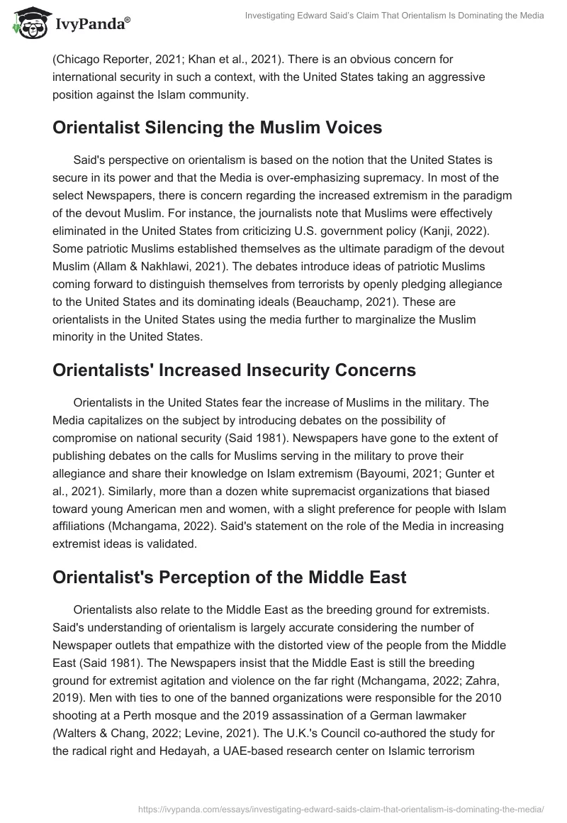 Investigating Edward Said’s Claim That Orientalism Is Dominating the Media. Page 3