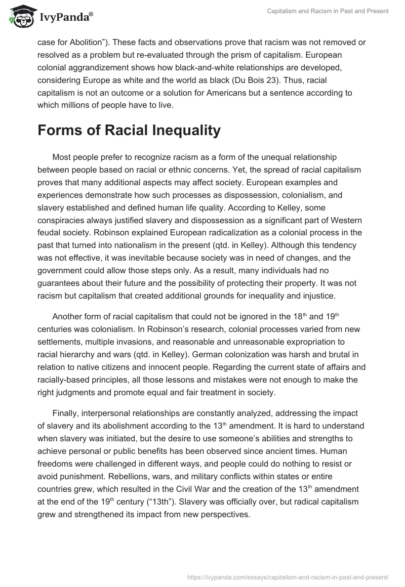 Capitalism and Racism in Past and Present. Page 2