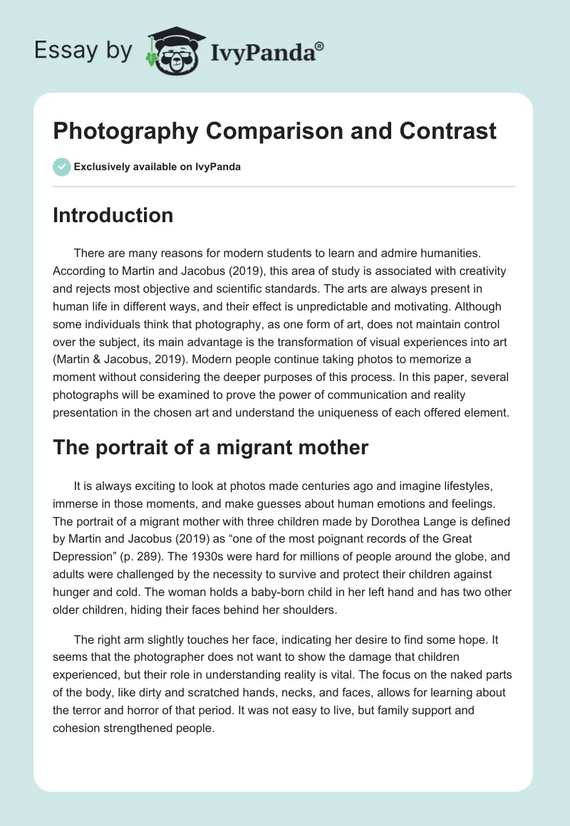 Photography Comparison and Contrast. Page 1