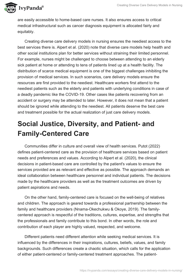 Creating Diverse Care Delivery Models in Nursing. Page 2