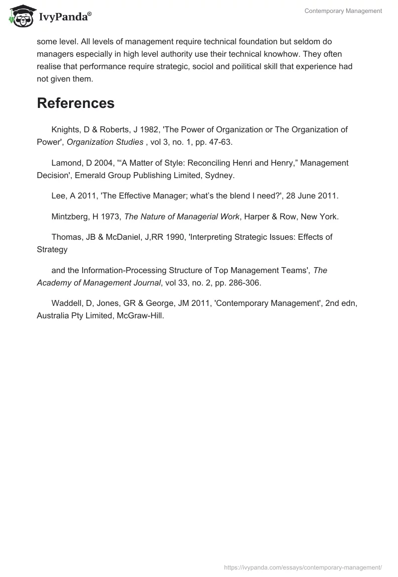 Contemporary Management. Page 4