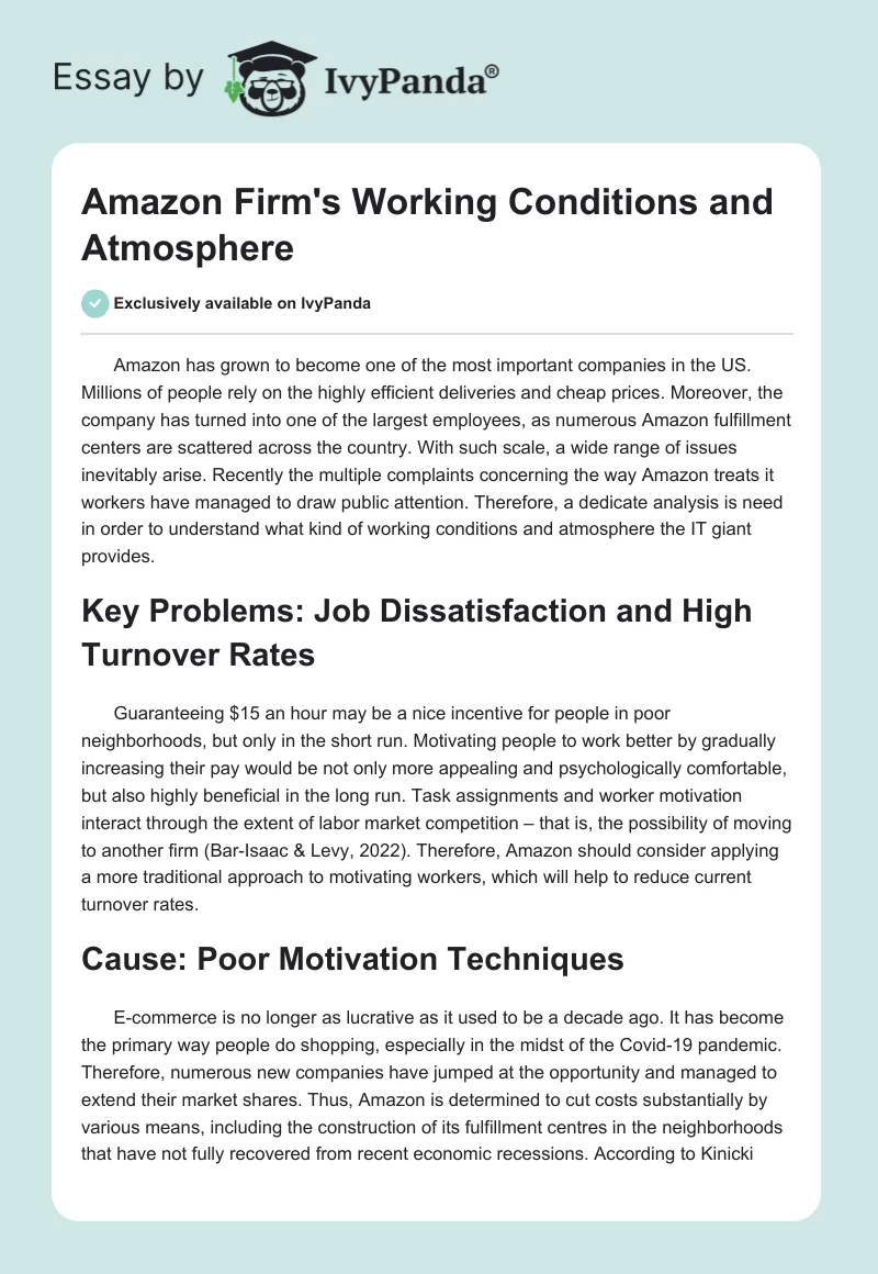 Amazon Firm's Working Conditions and Atmosphere. Page 1