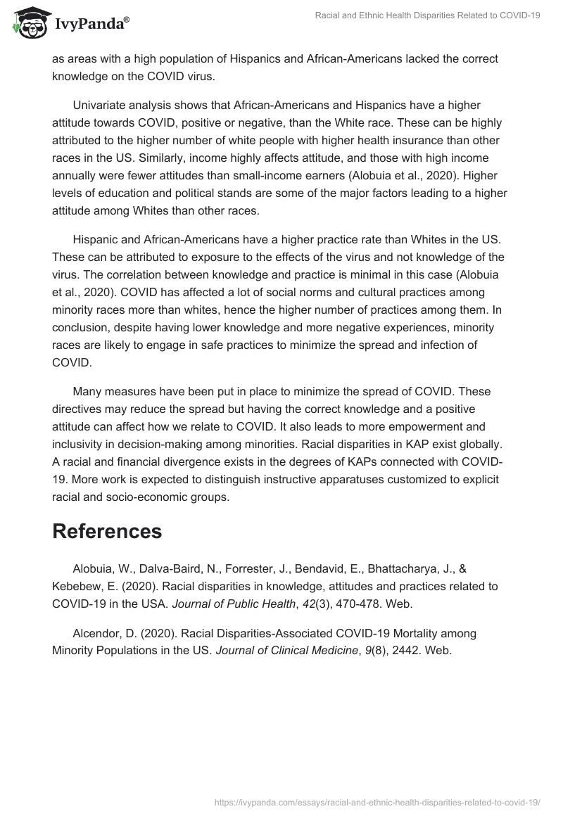 Racial and Ethnic Health Disparities Related to COVID-19. Page 2