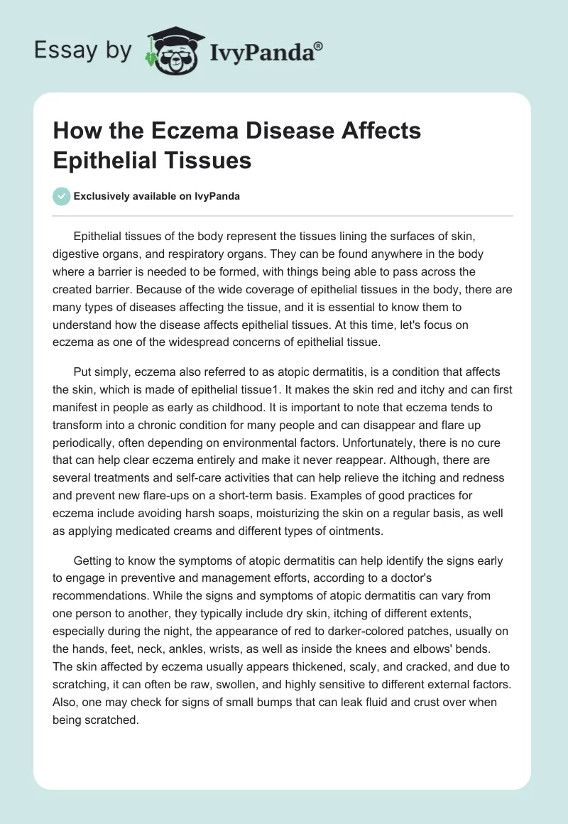 How the Eczema Disease Affects Epithelial Tissues. Page 1