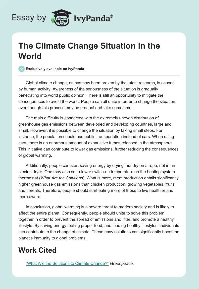The Climate Change Situation in the World. Page 1