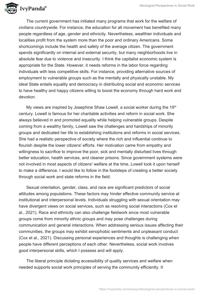 Ideological Perspectives in Social Work. Page 2
