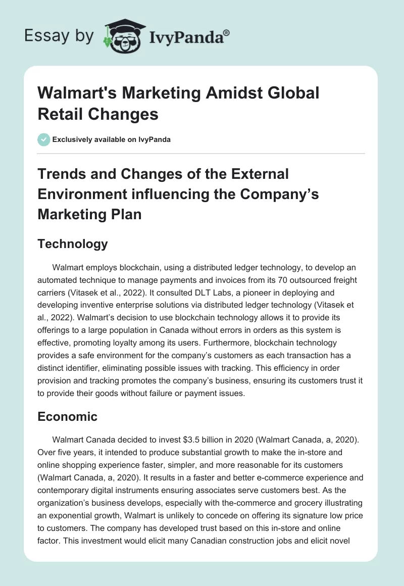 Walmart's Marketing Amidst Global Retail Changes. Page 1