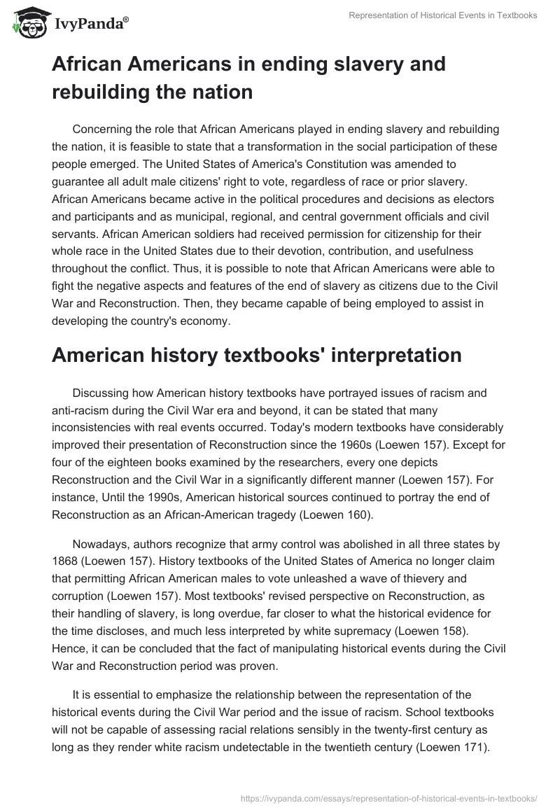 Representation of Historical Events in Textbooks. Page 2