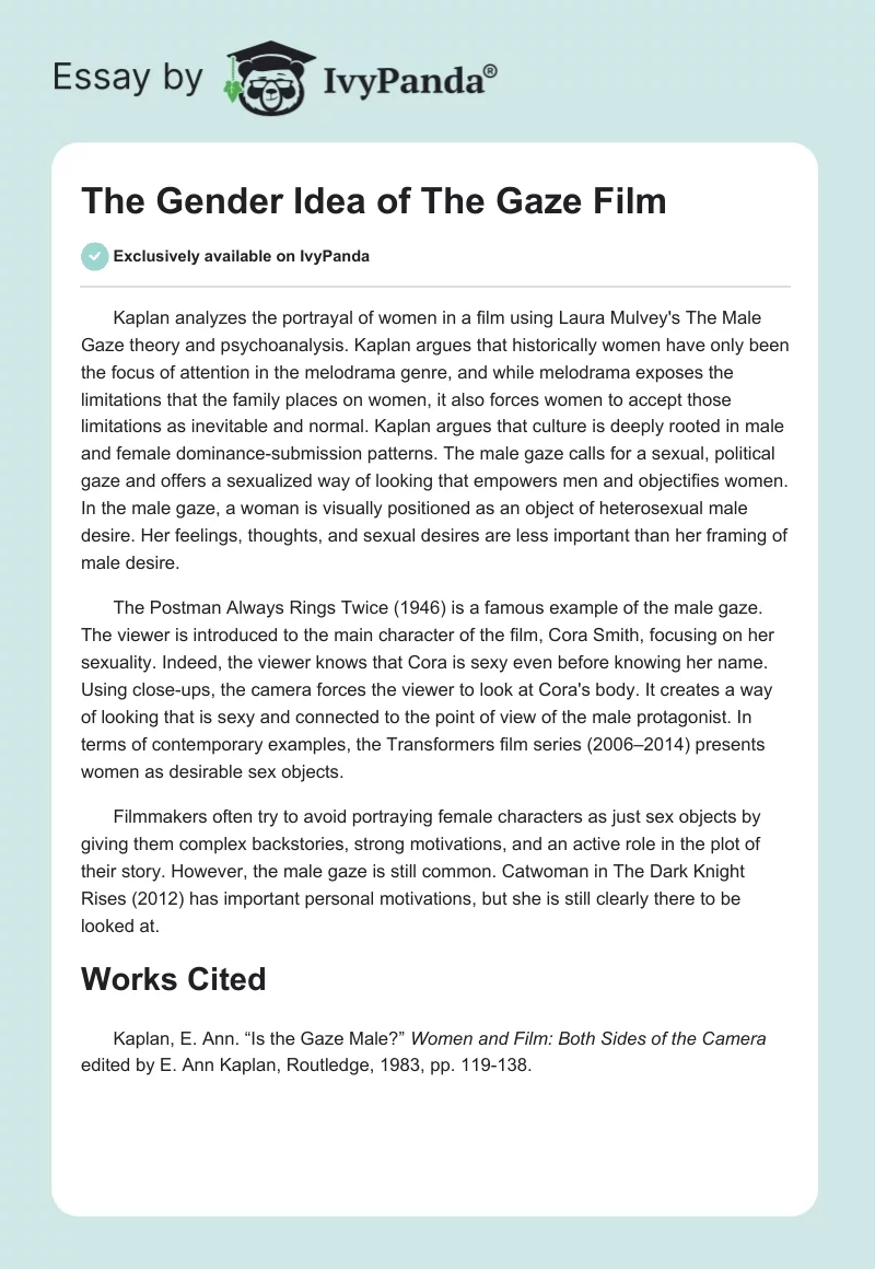 The Gender Idea of "The Gaze" Film. Page 1