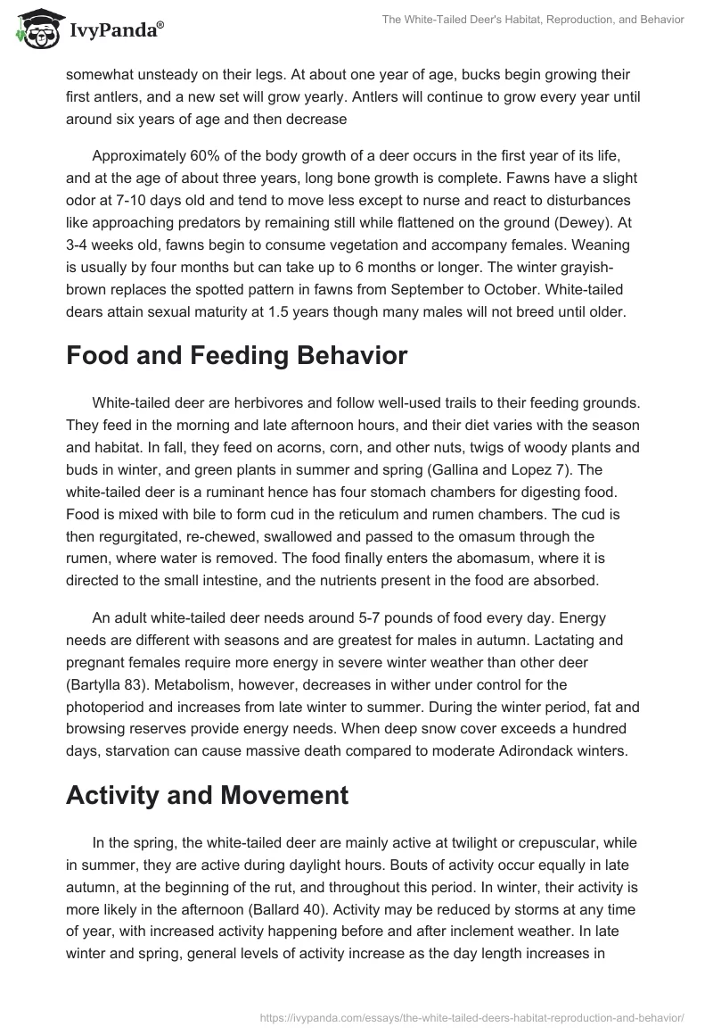 The White-Tailed Deer's Habitat, Reproduction, and Behavior. Page 2