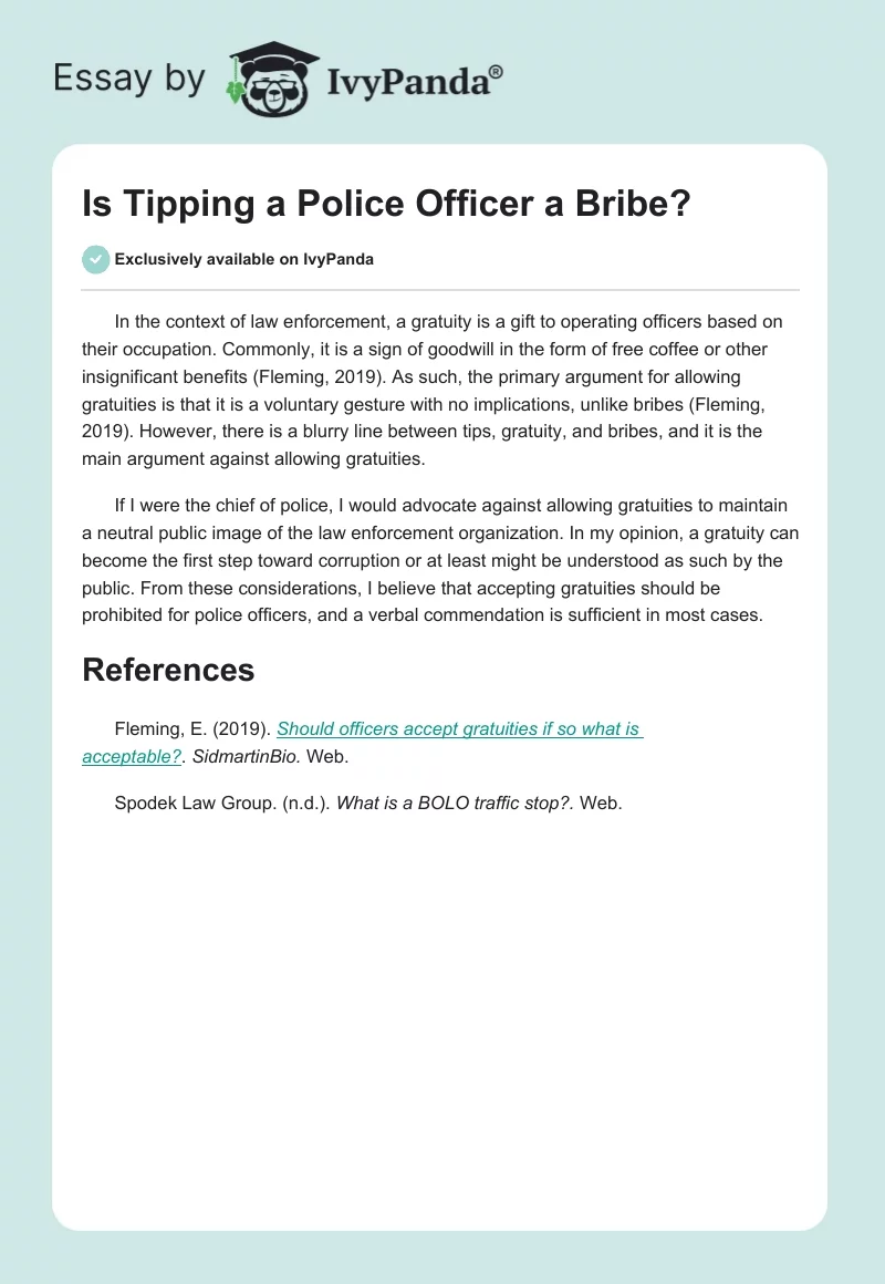 Is Tipping a Police Officer a Bribe?. Page 1