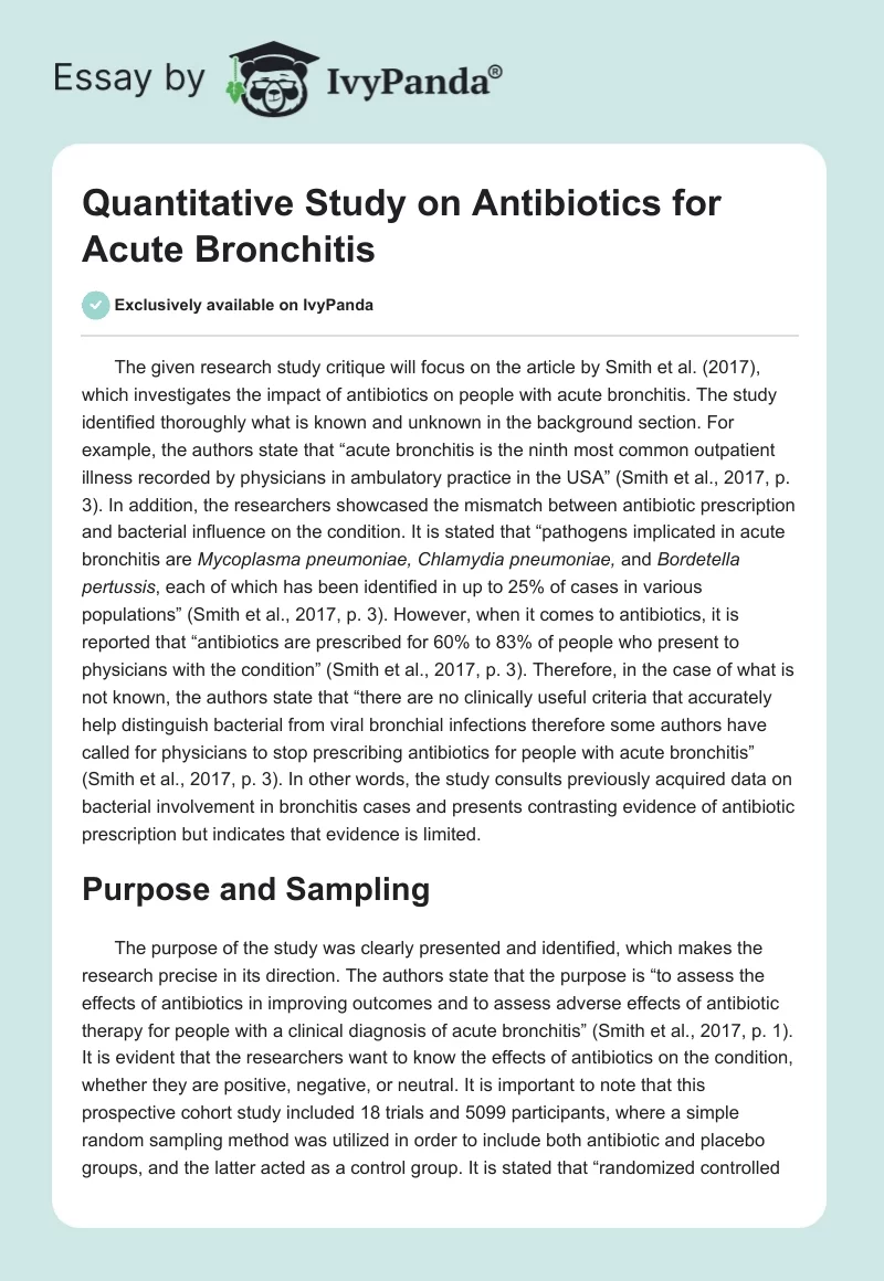 Quantitative Study on Antibiotics for Acute Bronchitis. Page 1