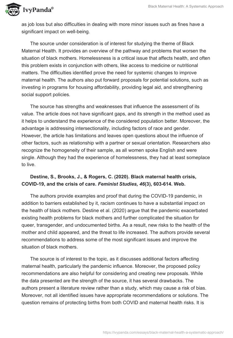 Black Maternal Health: A Systematic Approach. Page 2