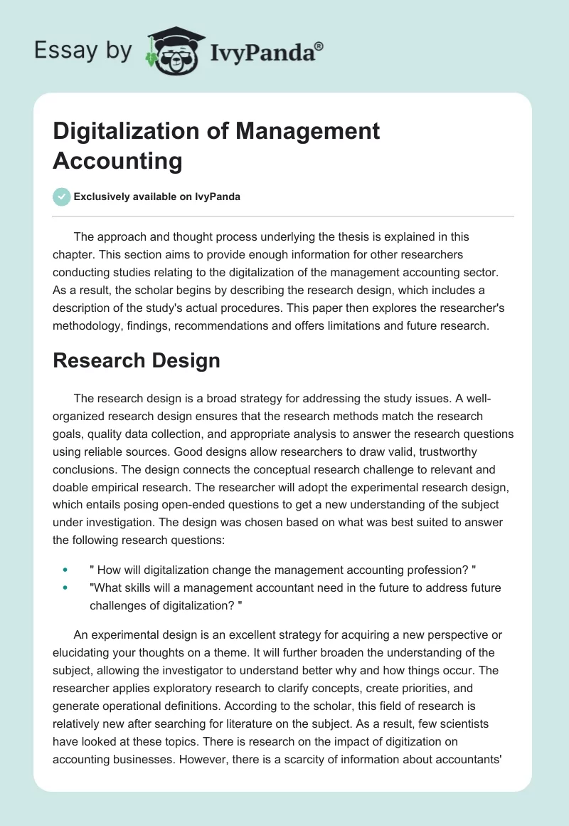 Digitalization of Management Accounting. Page 1